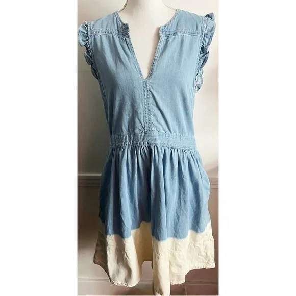 Kate Spade • Blue Cream Dip Dye Denim Dress - Picture 6 of 12